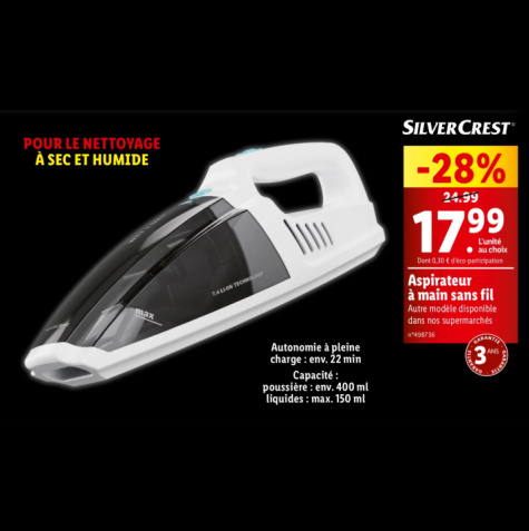 Aspirateur  main sans fil Lidl Silvercrest 