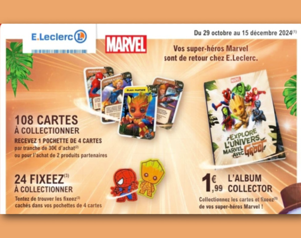 Collection Leclerc cartes Marvel et album collector 2024