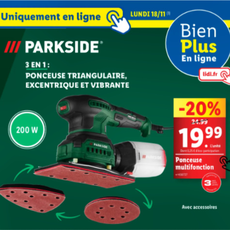 Ponceuse multifonction Lidl Parkside  19,99