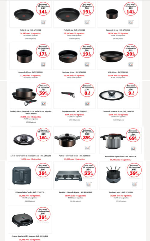 Liste des produits Tefal vignettes Super U 